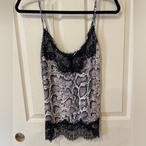 Black and white snake print tank top blouse
